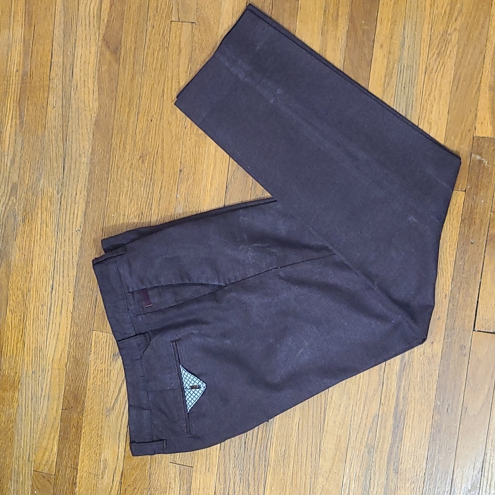 Ted Baker London Skinny Burgundy Casual Designer Pants Luxury